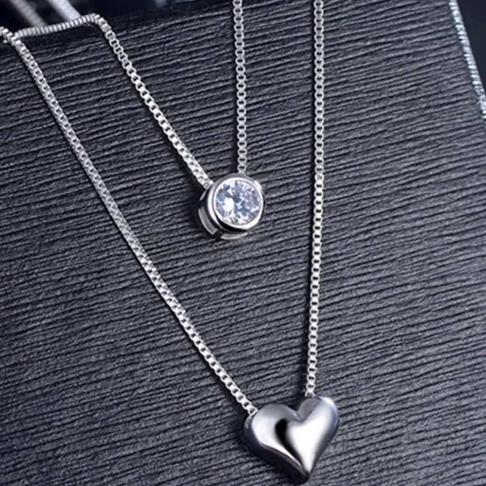 🔥Insta double layer chain heart pendant necklace - Picture 2 of 7